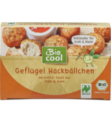 Geflügel Hackbällchen, 200 gr Schachtel (8 Stück), Tiefkühlware, BioCool