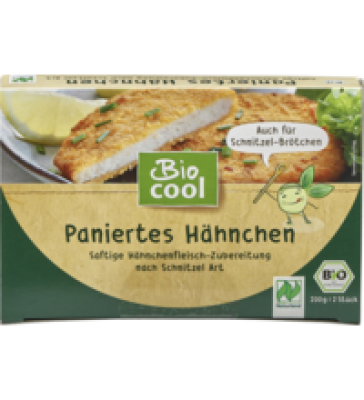 Panierte Hähnchen Schnitte Wiener Art, 200 gr Schachtel (2 Stück), Tiefkühlware, BioCool