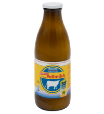 Vollmilch, 1 ltr Flasche nicht homogenisiert , 3,8% Fett