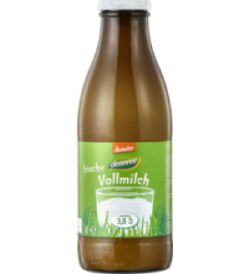 Frische Vollmilch, 3,8% Fett, 1 ltr Flasche, dennree
