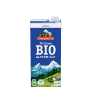Haltbare fettarme Alpenmilch, 1,5% Fett, 1 ltr Tetra Pack, Berchtesgadener Land