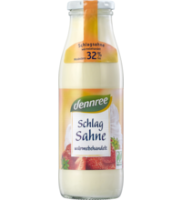 Schlagsahne, 32% Fett, 500 gr Flasche, dennree