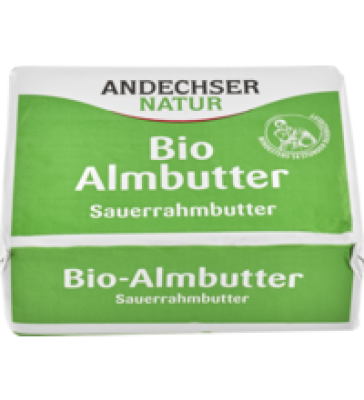 Almbutter (Sauerrahmbutter), 82% Fett, 250 gr Stück, Andechser Natur