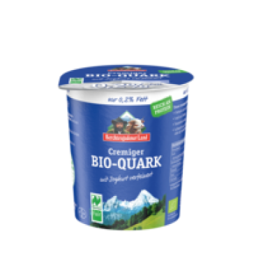Cremiger Bio-Quark mit Joghurt verfeinert, 0,2% Fett, 350 gr Becher, Berchtesgadener Land