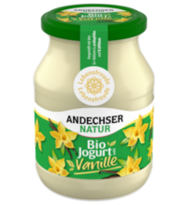 Jogurt mild Vanille, 3,8% Fett, 500 gr Glas, Andechser Natur