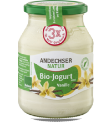 Joghurt Vanille 3,8 % Fett, 500 gr Glas, Andechser Natur