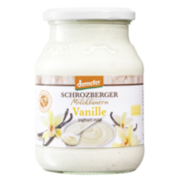Joghurt Vanille, 3,5% Fett, 500 gr Glas, Schrozberger Milchbauern