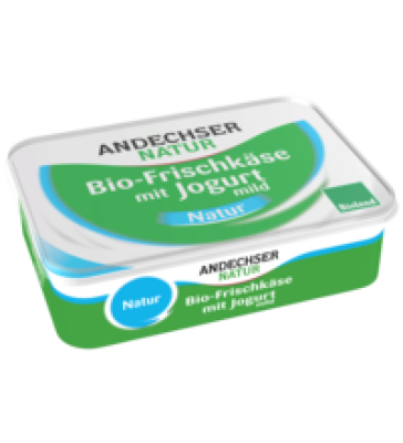 Bio-Frischkäse mit Jogurt Natur, 65% Fett i. Tr., 175 gr Becher, Andechser Natur