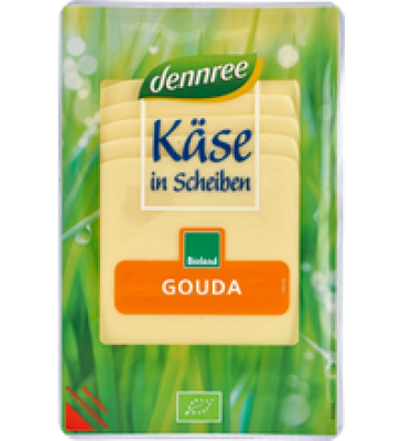 Gouda in Scheiben, laktosefrei, mind. 48% Fett i. Tr., 150 gr Packung, dennree