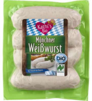 Münchner Weißwurst (mit Schweine- und Kalbfleisch), 240 gr Packung (4 Stück), Kathi's