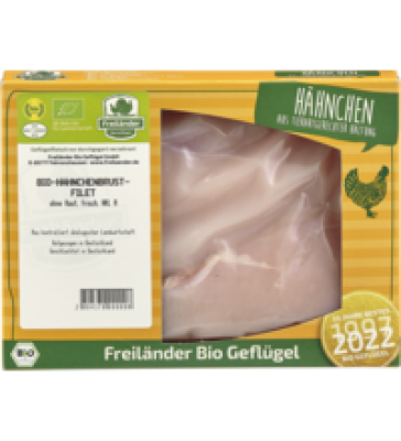 Hähnchenbrustfilet, ohne Haut, 3x ca. 380 gr Packung, Freiländer Bio Geflügel (35,90/kg)