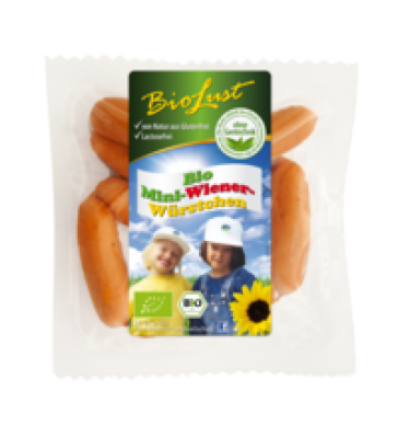 Mini-Wiener-Würstchen (mit feinem Kalb- und Schweinefleisch), 120 gr Packung, BioLust