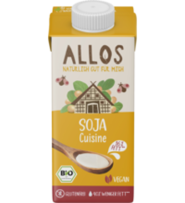 Soja Cuisine, vegan, 16% Fett, 200 ml Tetra Pack, Allos