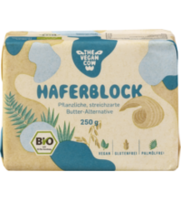 Veganer Haferblock (pflanzliche Butter-Alternative), 250 gr Stück, THE VEGAN COW