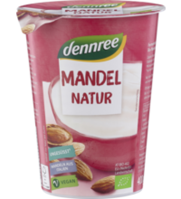 Joghurtalternative Mandel Natur, vegan, 400 gr Becher, dennree
