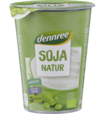 Joghurtalternative Soja Natur, vegan, 400 gr Becher, dennree