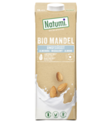 Mandeldrink, ungesüßt, vegan, 1 ltr Tetra Pack, Natumi