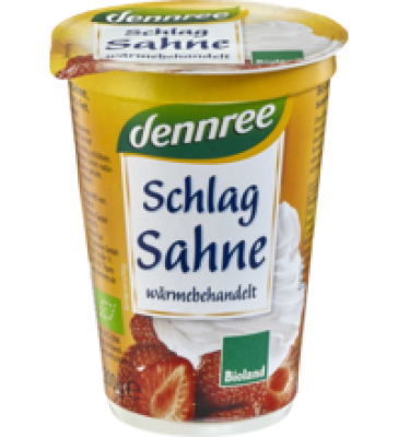 Schlagsahne, 30% Fett, 200 gr Becher, dennree