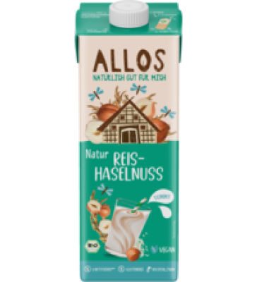 Reis-Haselnuss Drink, vegan, 1 ltr Tetra Pack, Allos