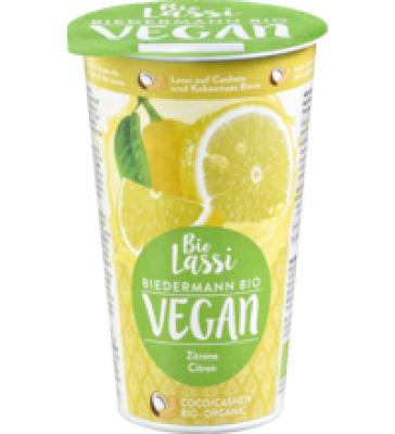 Lassi Zitrone, vegan, 230 ml Becher, Molkerei Biedermann