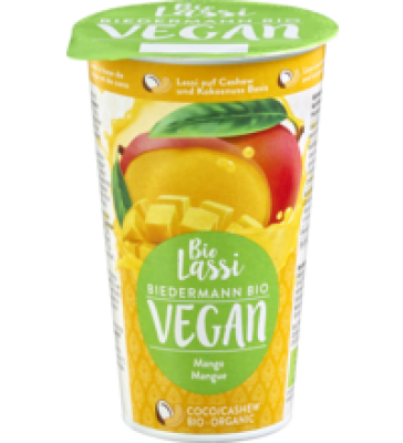 Lassi Mango, vegan, 230 gr Becher, Molkerei Biedermann