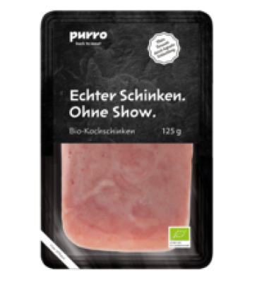 Bio-Kochschinken, geschnitten, 125 gr Packung, purro