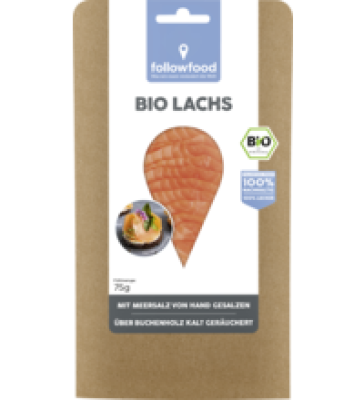 Bio Lachs, geräuchert, 75 gr Packung, followfood
