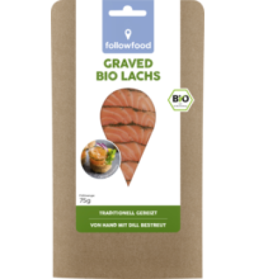 Graved bio Lachs, 75 gr Packung, followfish