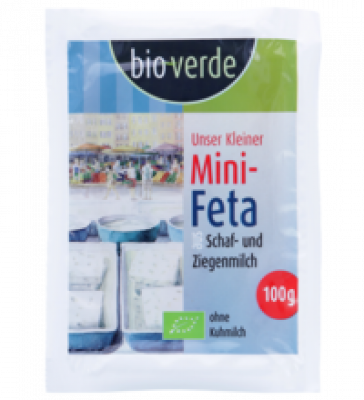 Mini-Feta (aus Schaf- und Ziegenmilch), mind. 45% Fett i. Tr., 100 gr Stück, bio-verde