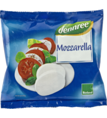 Mozzarella, mind. 45% Fett i. Tr., 200 gr Beutel (Abtropfgewicht: 125 gr), dennree