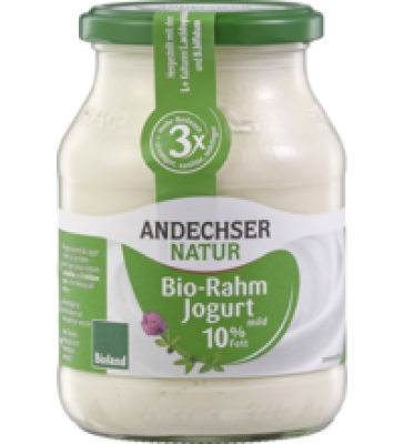 Rahmjogurt mild, 10% Fett, 500 gr Glas, Andechser Natur