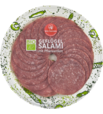 Geflügel-Salami, geschnitten, 80 gr Packung, Wiltmann