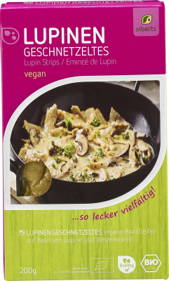 Lupinen Geschnetzeltes, vegan, 200 gr Packung, Alberts