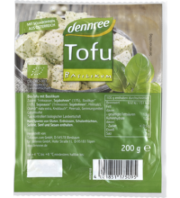 Tofu Basilikum, vegan, 200 gr Stück, dennree