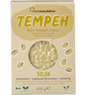 Soja-Tempeh Natur, vegan, 200 gr Packung, Tempehmanufaktur