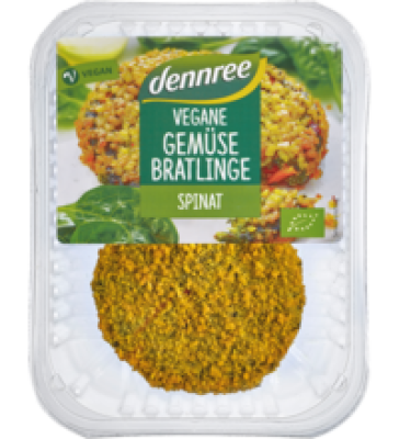 Vegane Gemüsebratlinge Spinat, 160 gr Packung, dennree