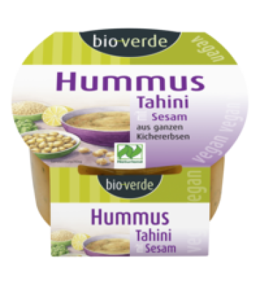Hummus Tahini mit Sesam, vegan, 150 gr Becher, bio-verde