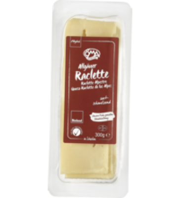 Allgäuer Raclette in Scheiben, mind. 50% Fett i. Tr., 300 gr Packung, ÖMA