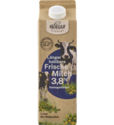 Länger haltbare frische Milch, 3,8% Fett, 1 ltr Tetra Pack, Hofgut Eichigt