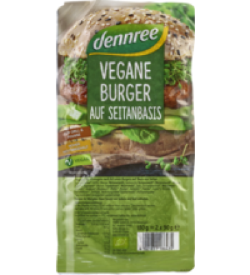 Vegane Burger auf Seitanbasis, 180 gr Packung (2 Stück), dennree