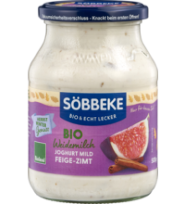 Saisonjoghurt Feige-Zimt, 3,8% Fett, 500 gr Glas, Söbbeke
