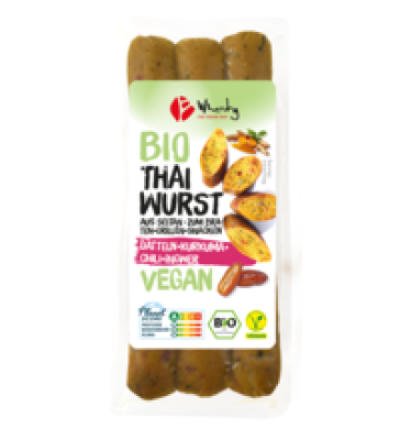 Seitan-Grill- & Bratwurst „Thaiwurst”, vegan, 120 gr Packung (3 Stück), Wheaty