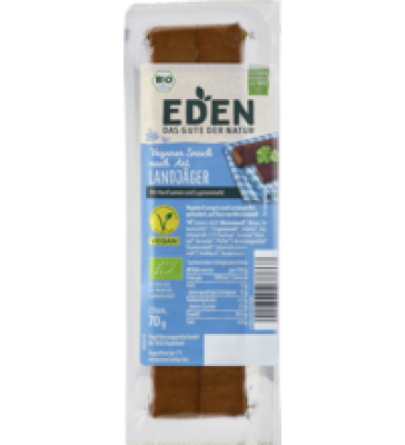 Veganer Snack nach Art Landjäger, 70 gr Packung (2 Stück), Eden