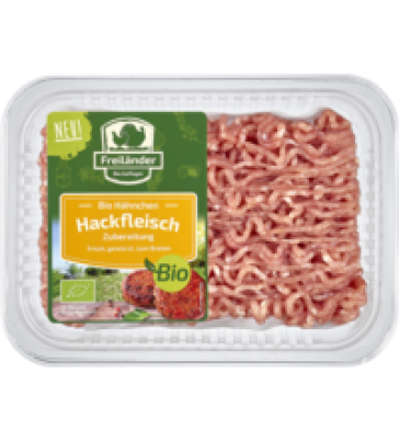 Hähnchen-Hackfleisch, gewürzt, 250 gr Schale, Freiländer Bio Geflügel