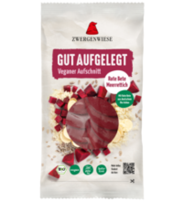 Veganer Aufschnitt Rote Beete-Meerrettich, 100 gr Packung, Zwergenwiese