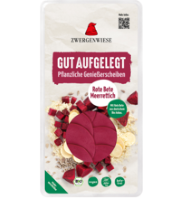 Veganer Aufschnitt Rote Beete-Meerrettich, 100 gr Packung, Zwergenwiese