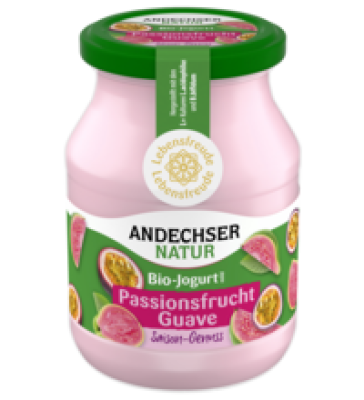 Joghurt Passionsfrucht-Guave, 3,8% Fett, 500 gr Glas, Andechser Natur