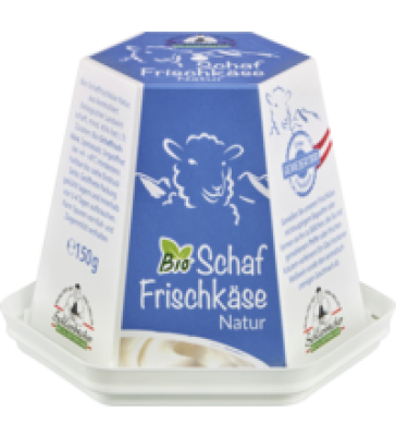 Schaffrischkäse Natur, mind. 45% Fett i. Tr., 150 gr Packung, Schlierbacher