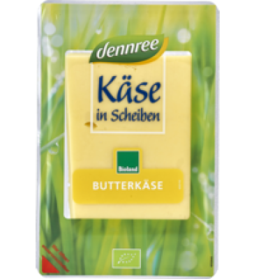 Butterkäse in Scheiben, laktosefrei, 48% Fett i. Tr., 125 gr Packung, dennree