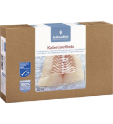 Kabeljau Filets, 225 gr Packung, Tiefkühlware, followfish